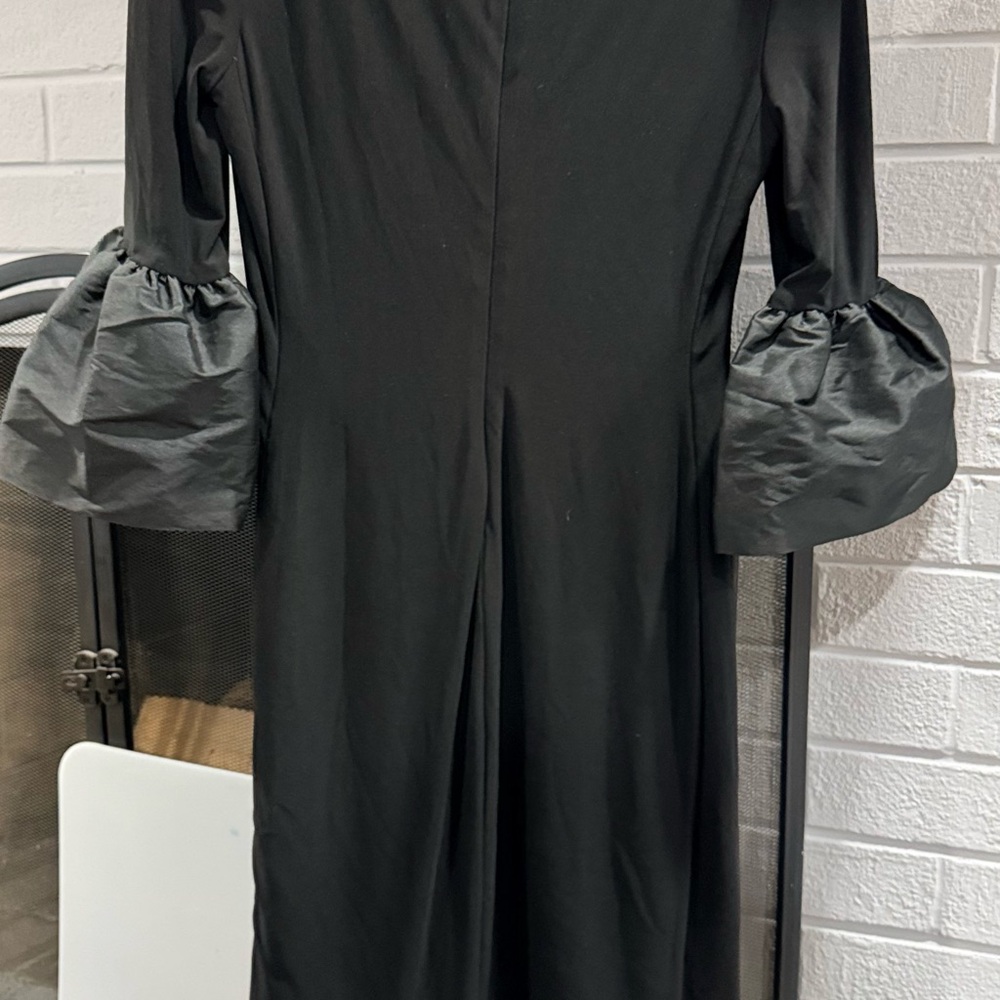 Ralph Lauren Black 3/4 bell cuff Sleeve Dress ruched side-lined size 4 - Picture 8 of 13
